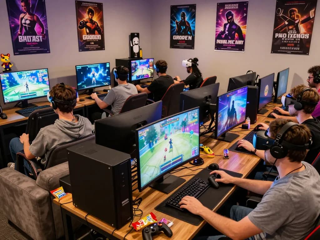 Players enjoying a range of free sex games in a vibrant gaming lounge atmosphere.