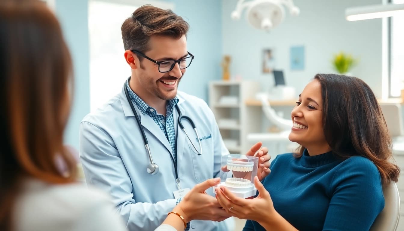 Consultation on Invisalign for adults Hawthorn in a bright orthodontic office setting.