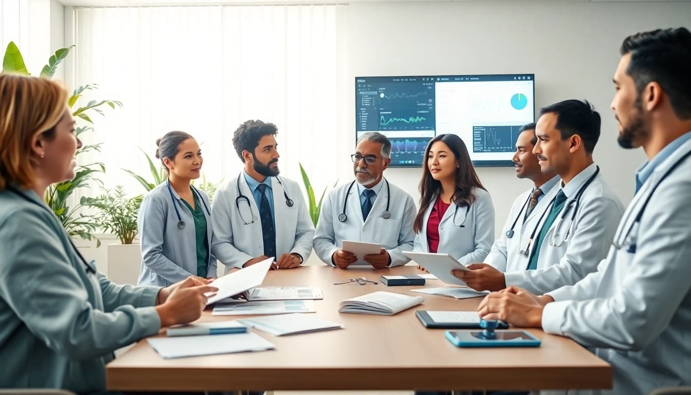Engaged team of medical professionals at https://www.medexdtc.com discussing patient care strategies.