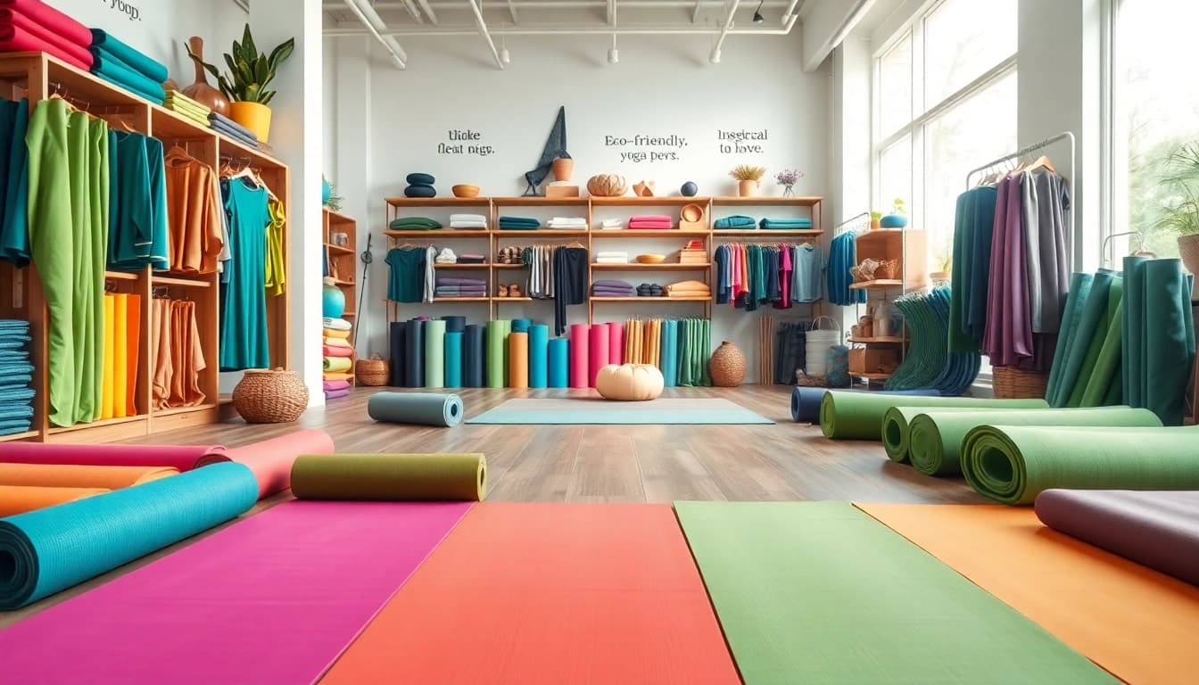 Shop colorful yoga mats and eco-friendly accessories at this Yoga Shop.