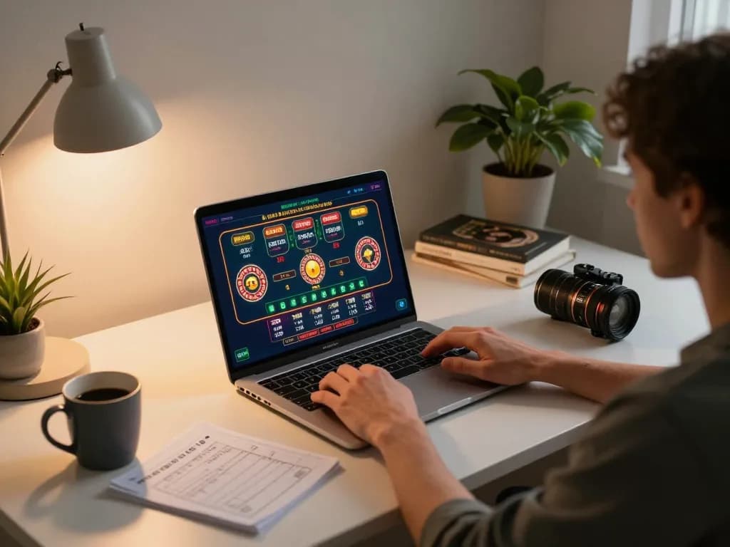 Engaging in live dealer games at 678vip com from a cozy home office setup, showcasing the online gambling experience