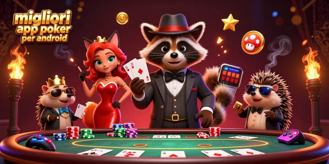 Gioca alle migliori app poker per android con questi personaggi 3D nel casino.