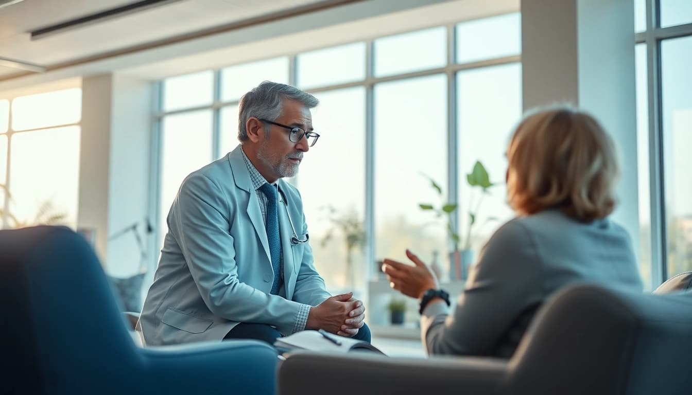 Therapist consulting with a patient, showcasing a German psychiatrist in India.