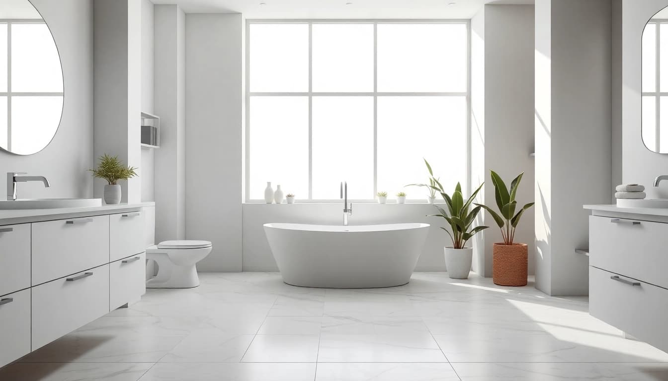 Elegant bathroom remodeling featuring a freestanding bathtub and modern fixtures.