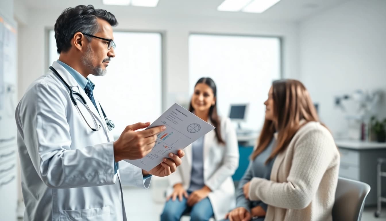 Health consultation with a doctor in a calming clinic environment.