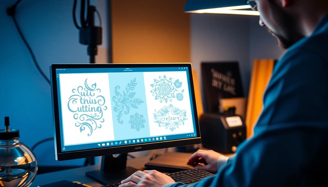 Creating dxf file for laser cutting with precision in a bright workspace filled with tools.