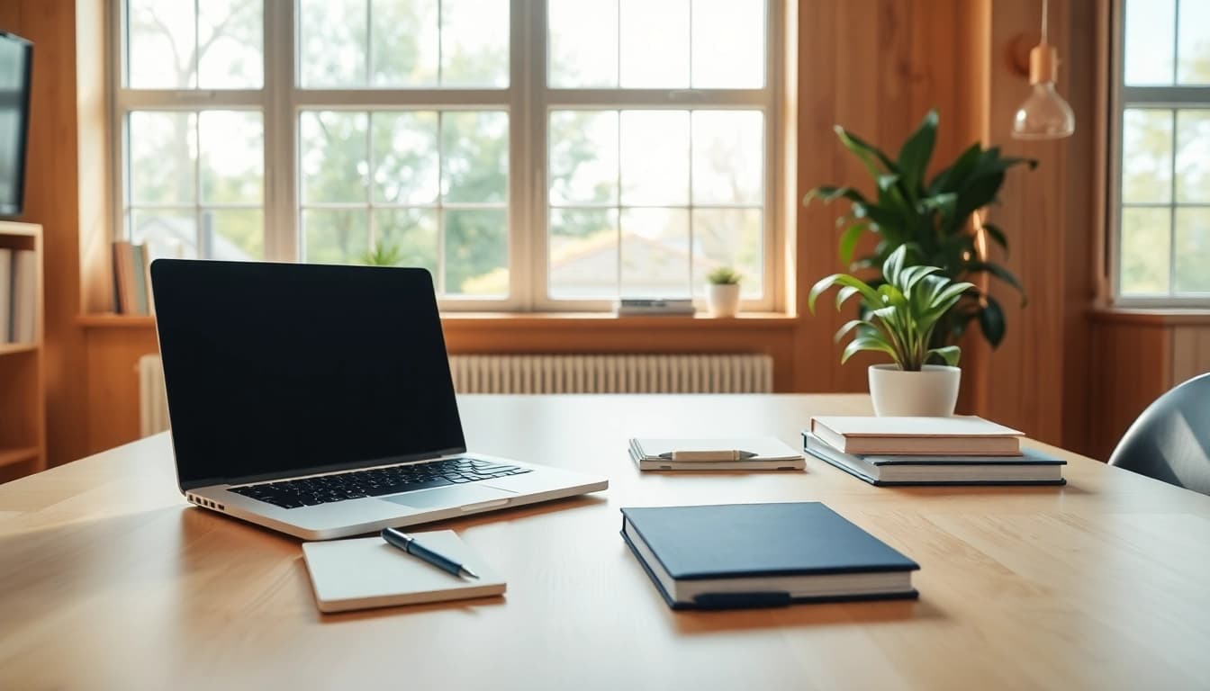 Een inspirerende werkruimte met een gefocuste sfeer op https://www.stofnodig.nl, perfect voor creativiteit.