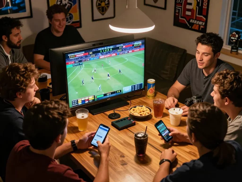 Players enjoying sports betting experience at home while engaging with HB88 app on their smartphones.