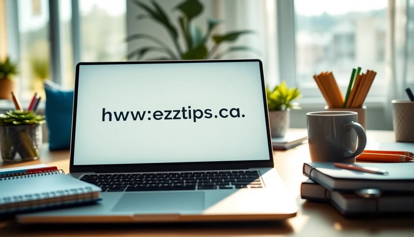 Engage with https://eztips.com through a vibrant digital workspace showcasing productivity tools.