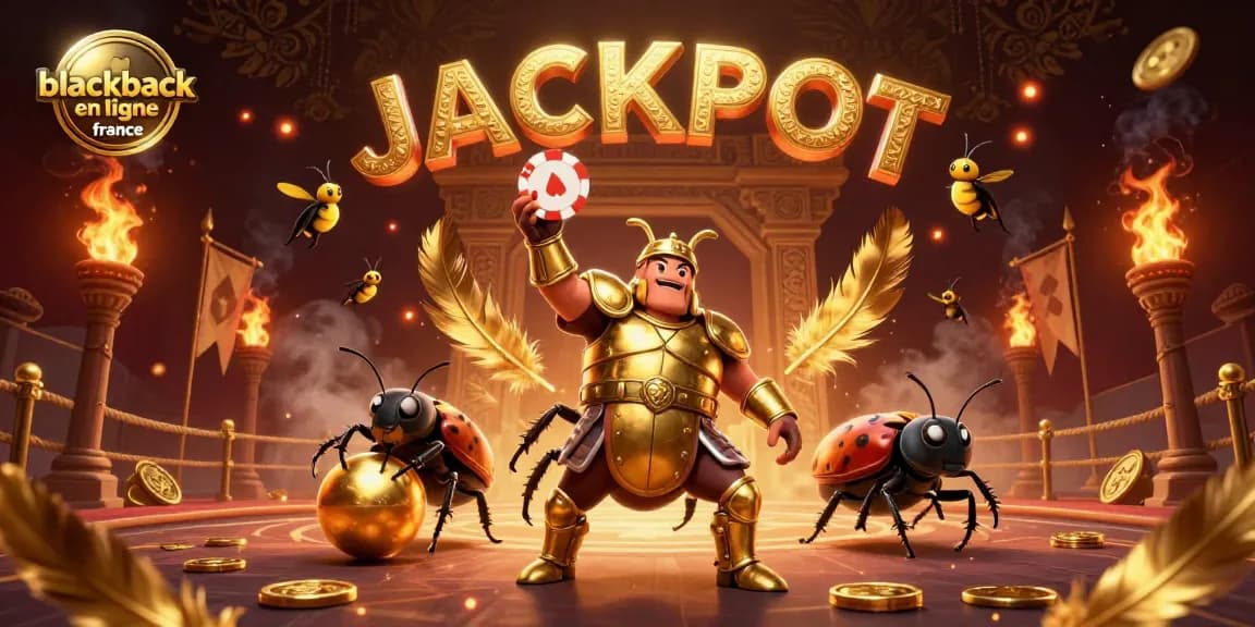 Jouez au blackjack en ligne France avec cette illustration dynamique, mettant en scène une victoire fascinante.