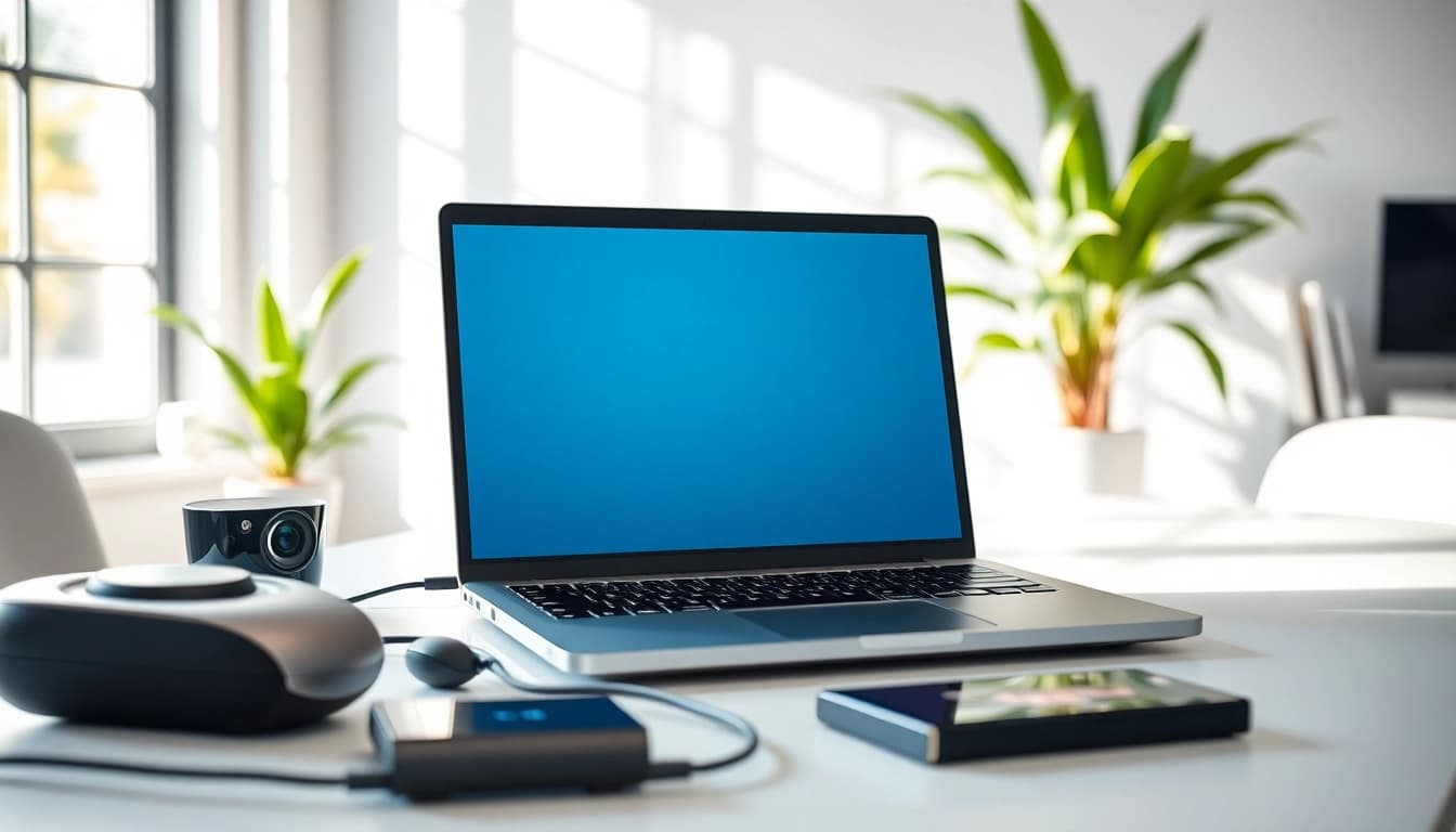 Engaging technology workspace highlighting advanced gadgets and modern design.