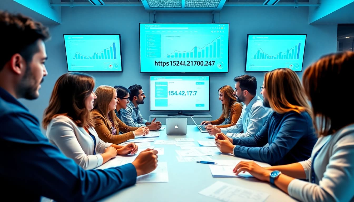 Collaborative digital marketing team optimizing strategies for https://152.42.170.247 in a modern office.