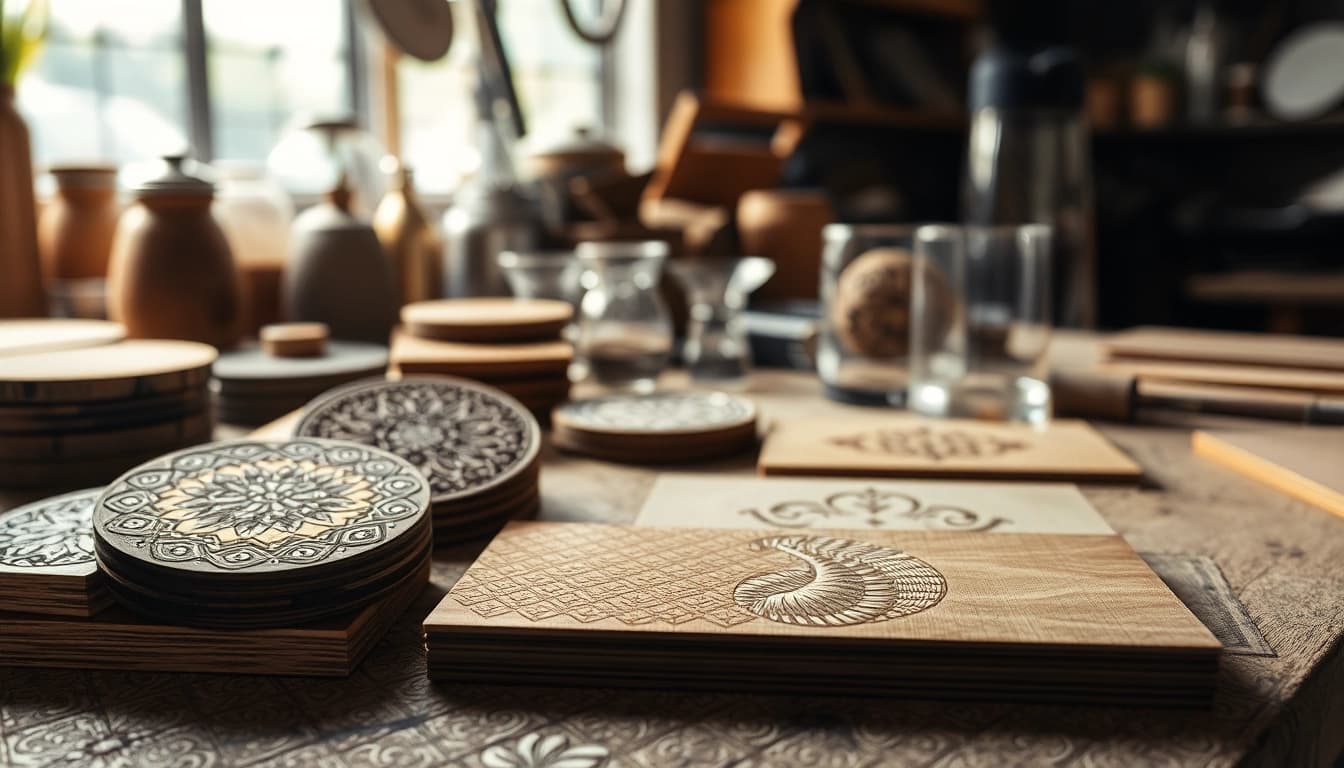 Showcasing beautiful laser engraving designs on different materials.