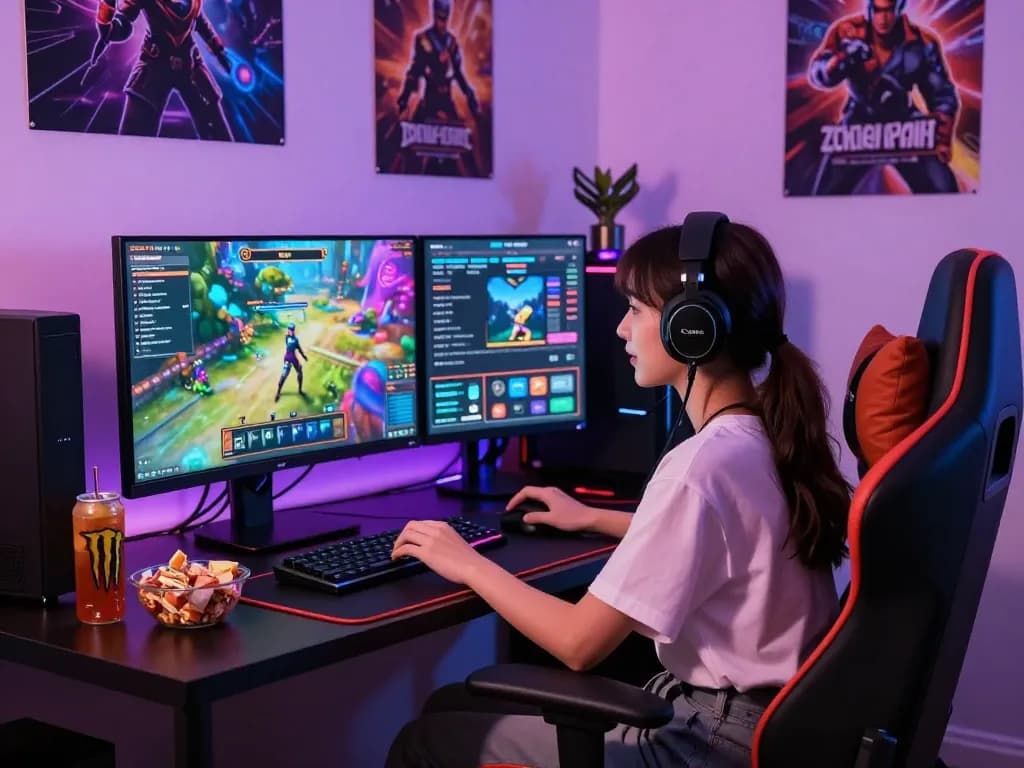 Engage with immersive porn game online in a cozy gaming setup.