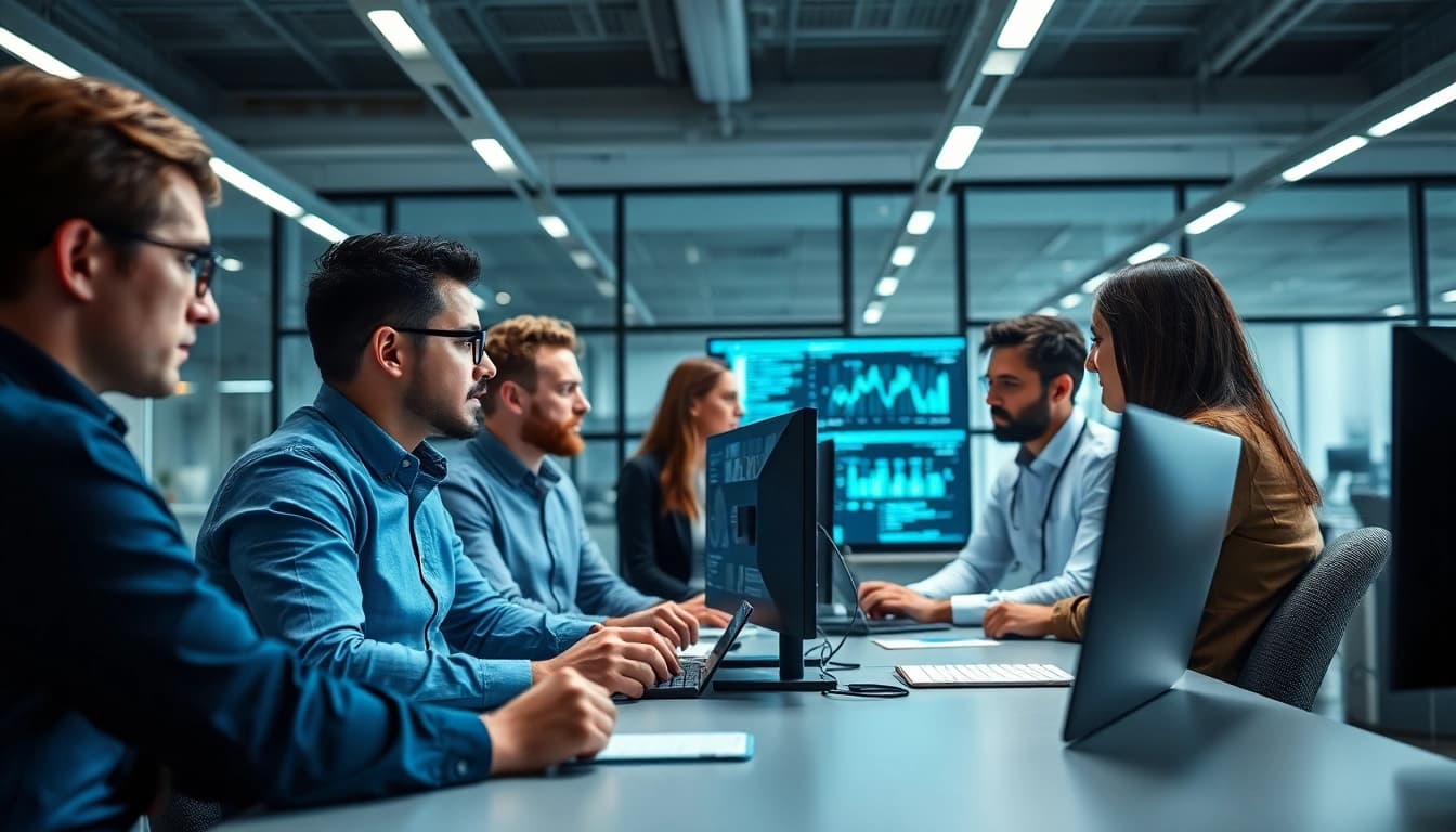 Efficient team providing managed IT services near me in a modern office setting.