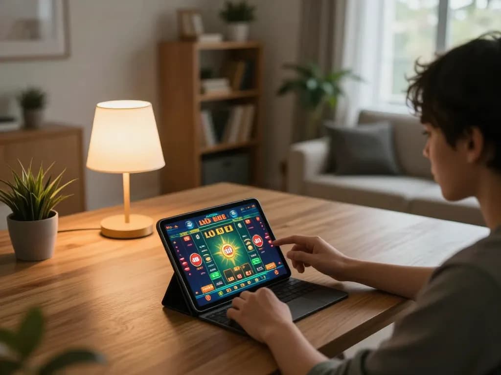 Lô đề online gaming interface on a cozy tablet in a modern home setup.