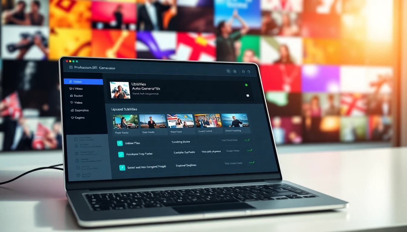 Generate precise subtitles in minutes with the SRT Generator tool shown on a desktop interface.