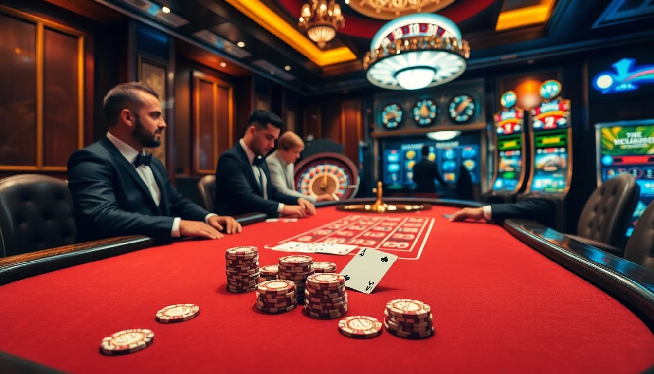 Experience the vibrant excitement of gambling with KJC Global at a luxurious casino table, enhancing your game.