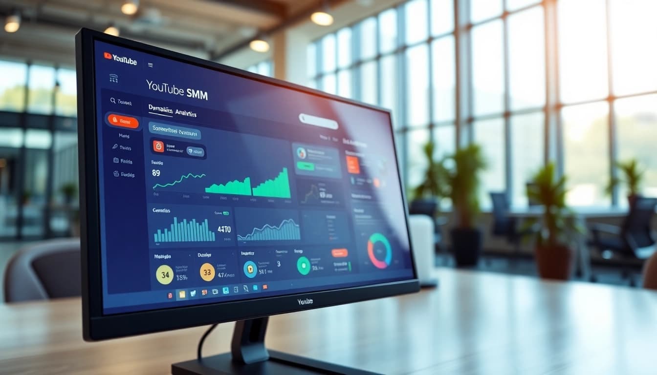 Engage with a youtube smm panel interface showcasing analytics in a modern tech environment.