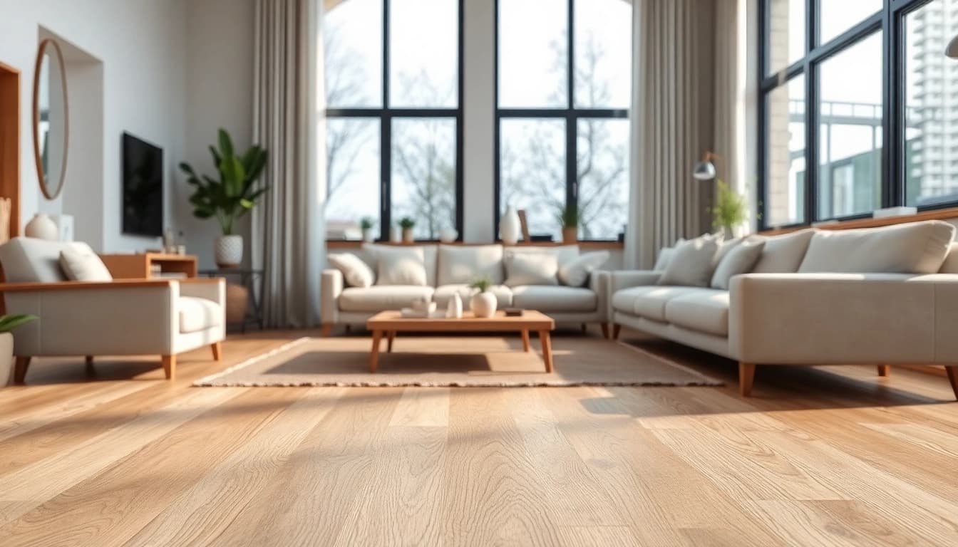 Transform your space with quality vinyl flooring in a stylish modern living room setting.