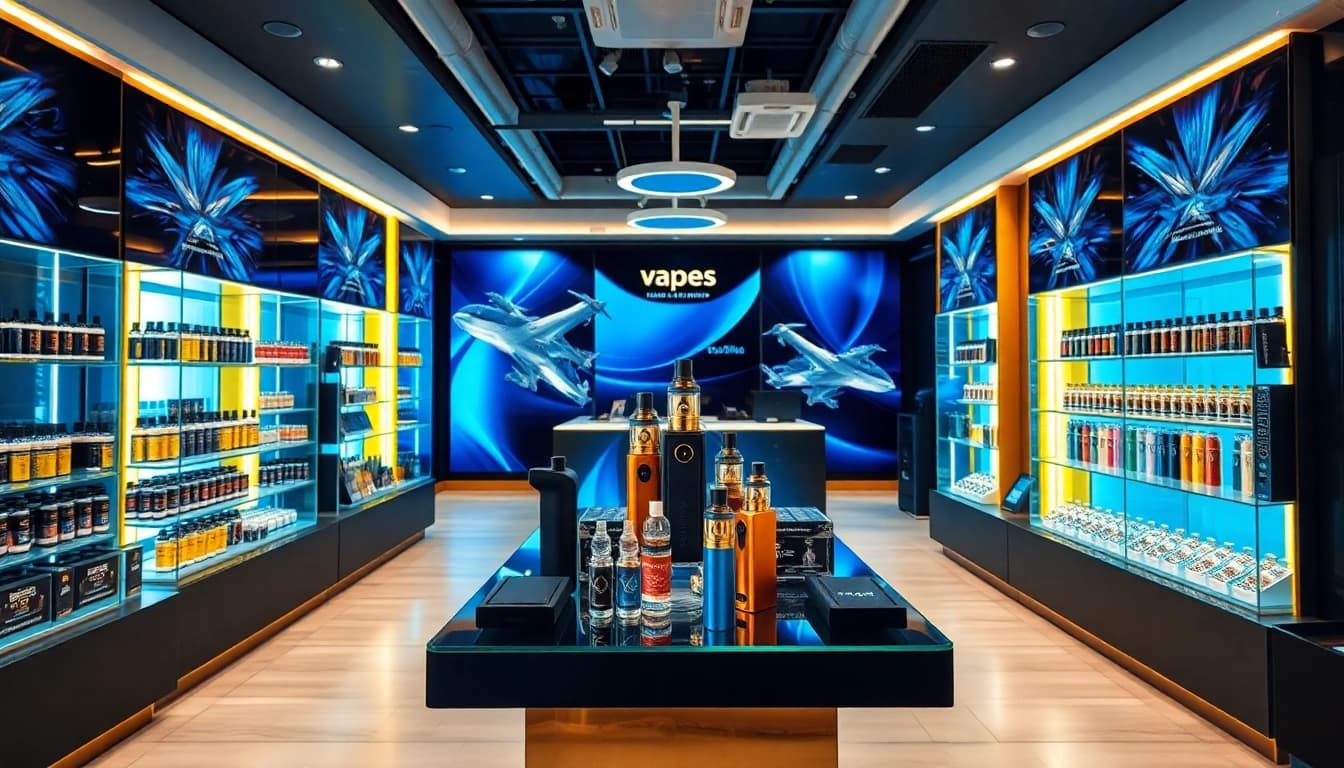 Shop for Dubai vape sale products, showcasing a modern store display with premium vape brands.