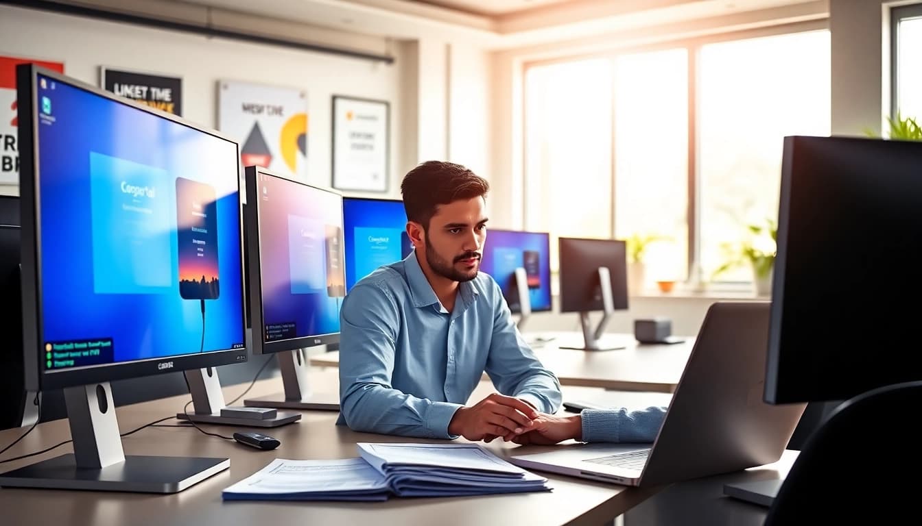 Pay someone to take my comptia exam with a focused IT professional preparing in a modern office.