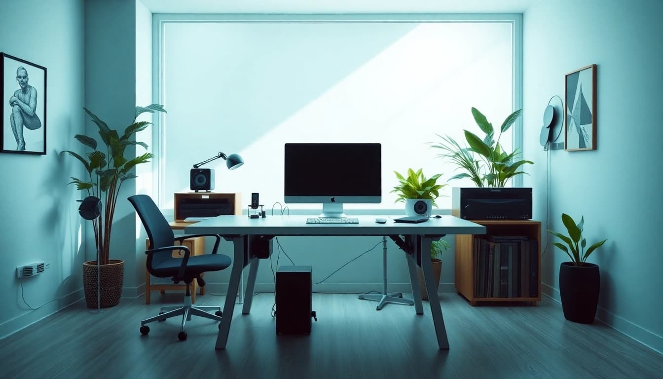 Brightet's innovative workspace with modern tools promoting productivity and creativity.