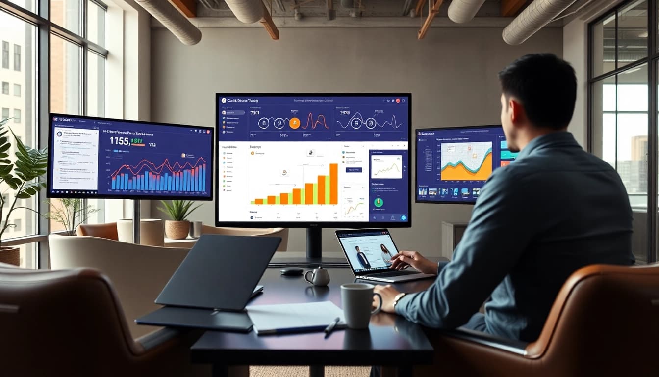 Klynt interface showcasing vibrant charts and tools in a modern workspace.