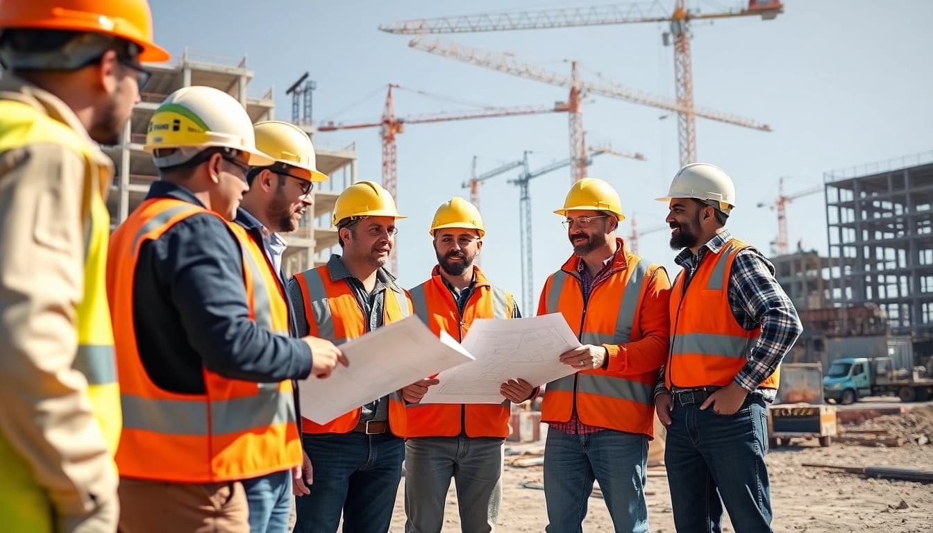 Construction association South Carolina fostering teamwork on a busy site.