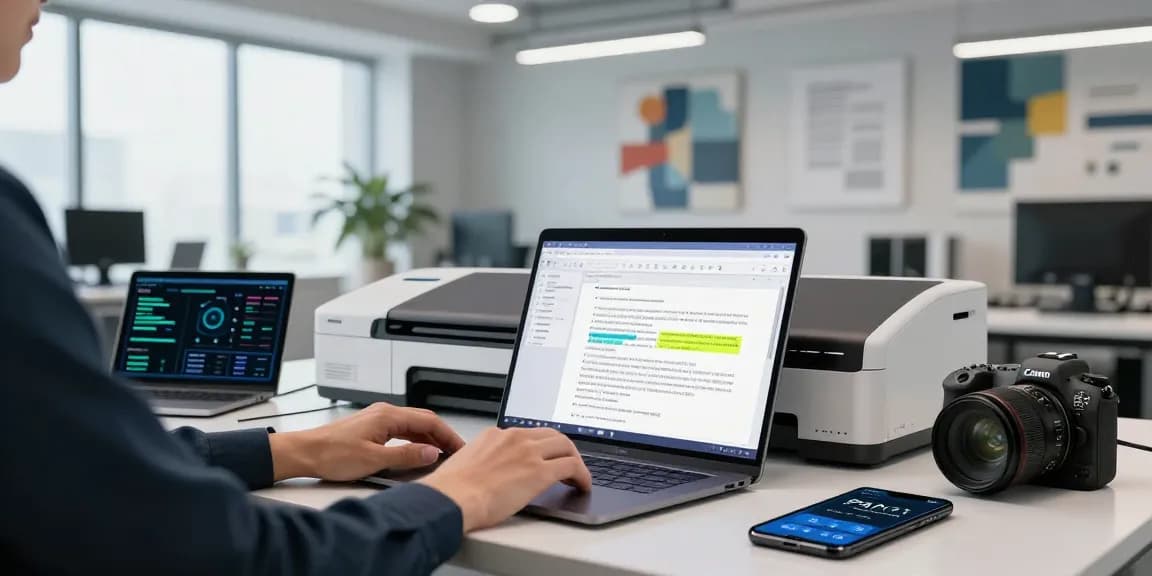 Detect fraud in PDF documents with advanced AI technology in a modern office setting.