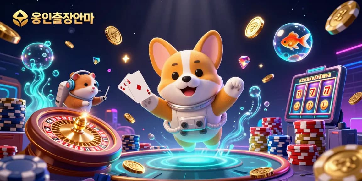 Experience the excitement of 용인출장안마 with a floating casino scene filled with characters and gaming elements.