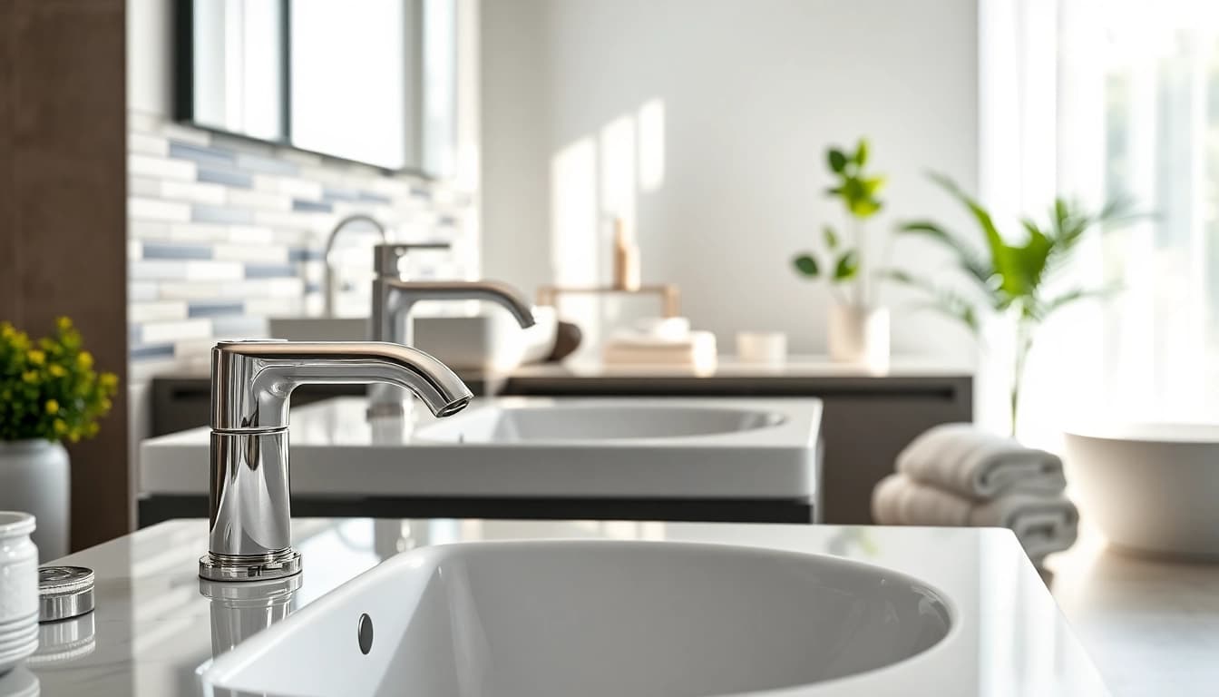 I sanitari moderni in un elegante bagno progettato per il comfort e la funzionalità.