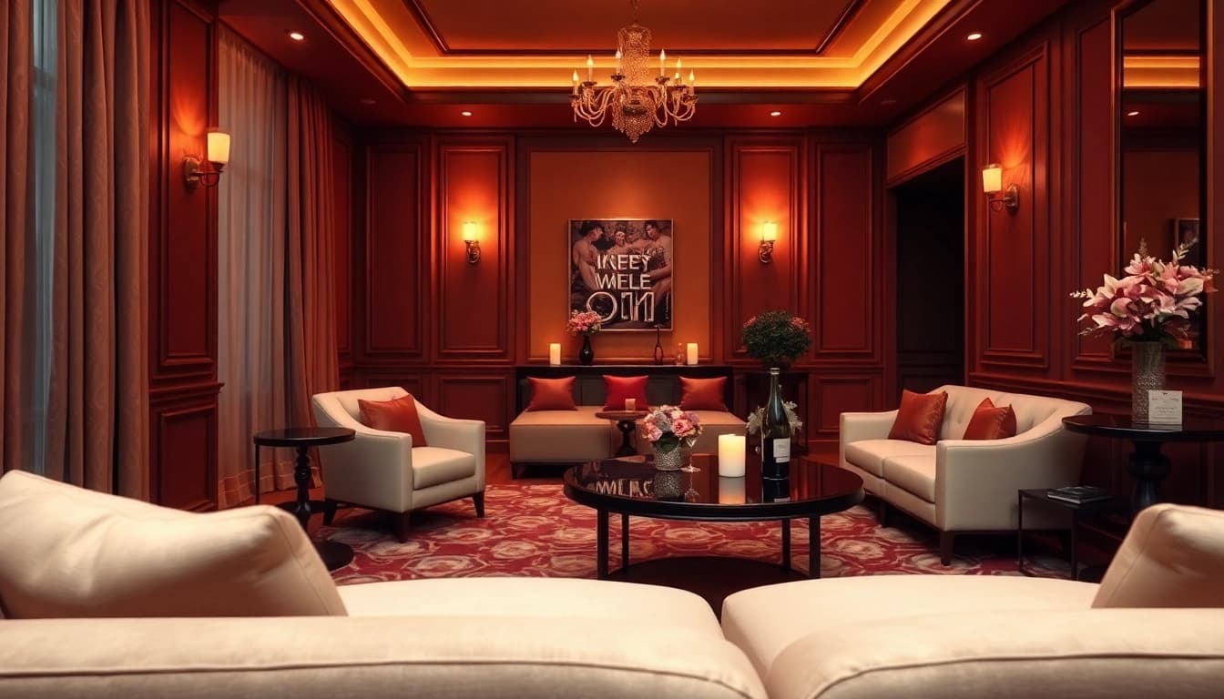 Singapore escort lounge with luxurious decor, inviting ambiance, and plush furnishings.