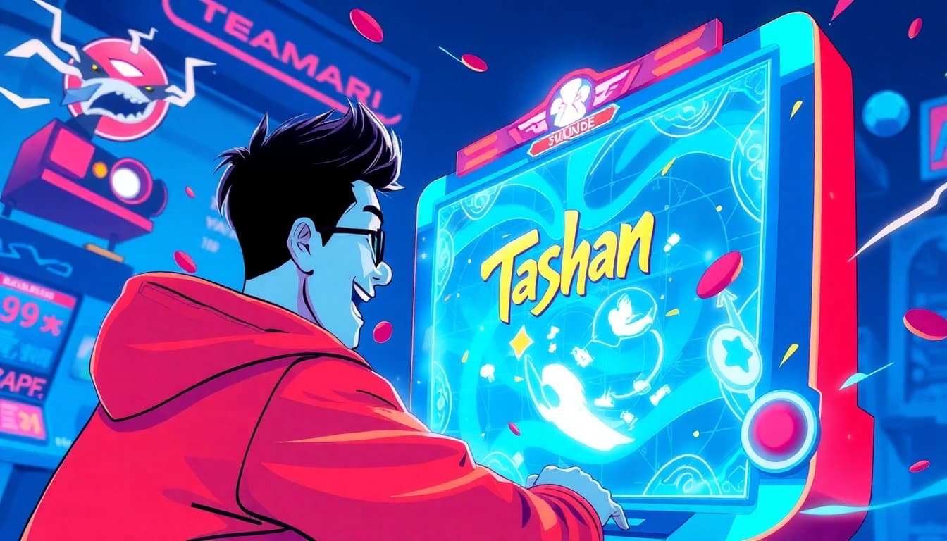 Experience the thrill of the Tashan game as a player enjoys exciting gameplay in a vibrant environment.