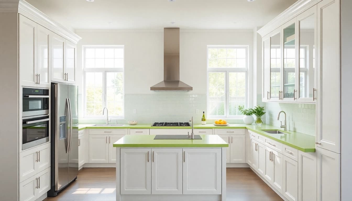 Cabinet Refacing Clearwater FL showcasing a beautifully refaced kitchen with modern cabinetry and vibrant colors.