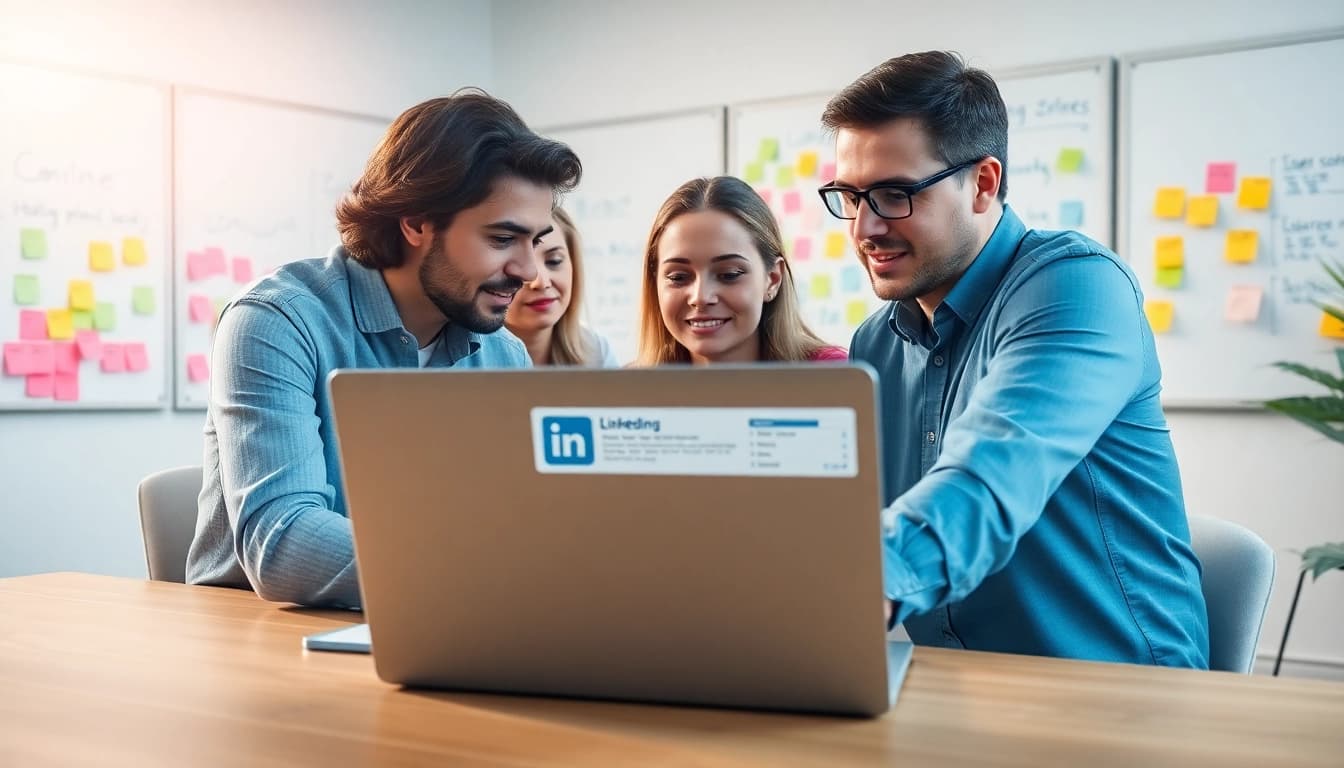 Utilize the affordable linkedin scraping tool effectively in a professional workspace with engaged team discussions.
