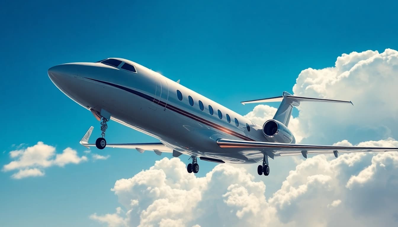 Elevate your travel with luxury experiences at https://flymarquis.com featuring a private jet in flight.