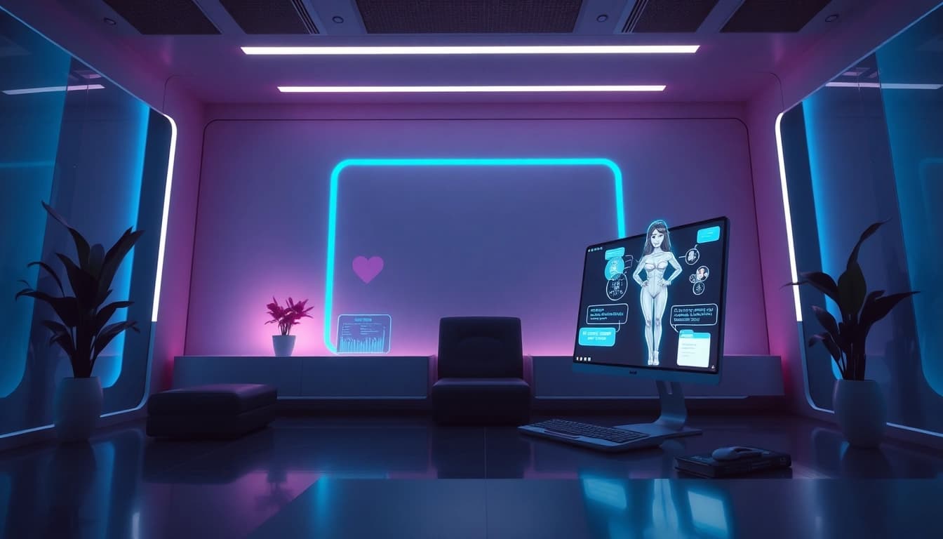Engaging NSFW AI chat interface in a futuristic digital environment.