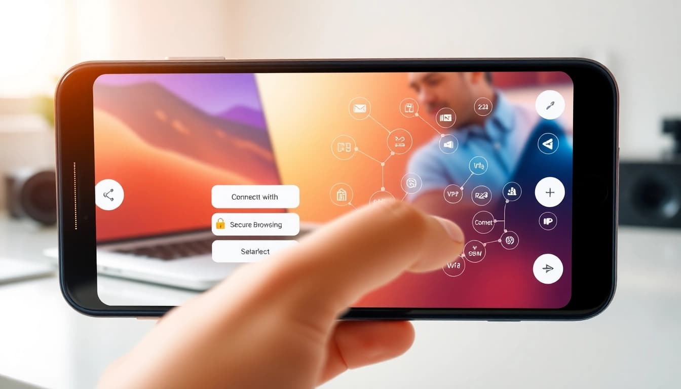 快连vpn下载 app interface showcasing secure connectivity on a smartphone, emphasizing user-friendly navigation.