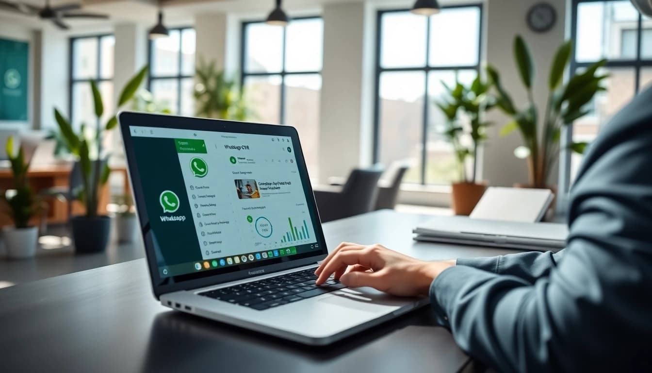 Utilize WhatsApp Business CRM for effective customer communication in a modern office.