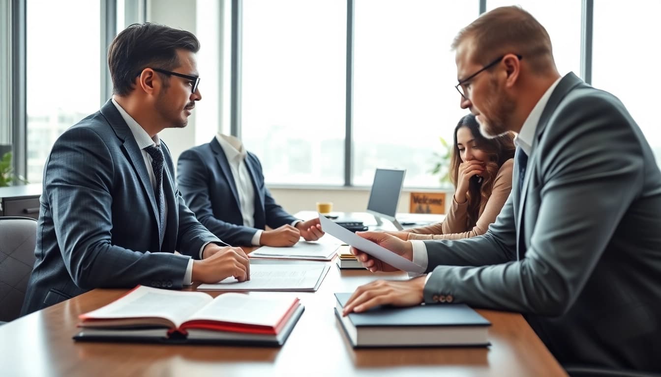 Engaging consultation at https://www.steinhardtlawfirm.com with a lawyer and clients in a professional office.