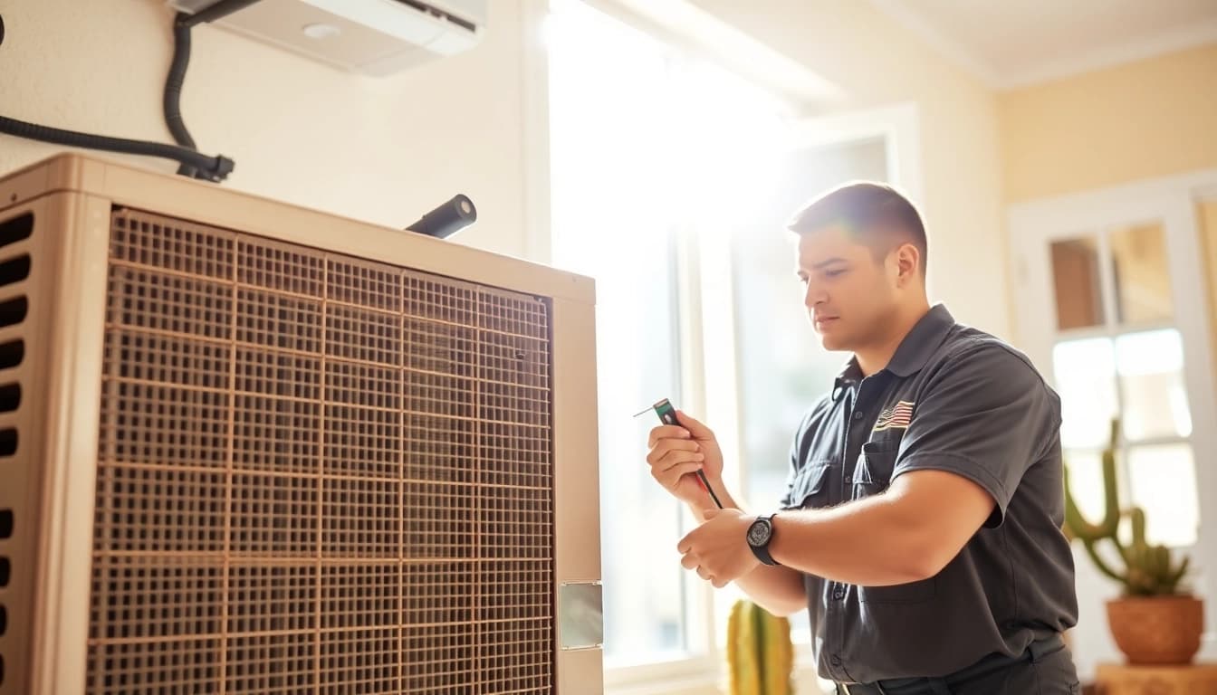 Providing expert ac repair phoenix az service in a residential setting with a professional technician at work.
