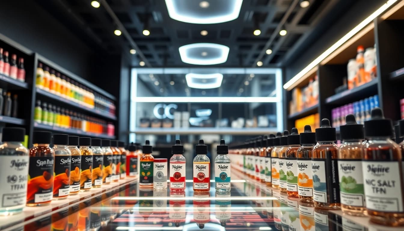 Browse premium e-liquids at Vape Juice Depot with a vibrant display.