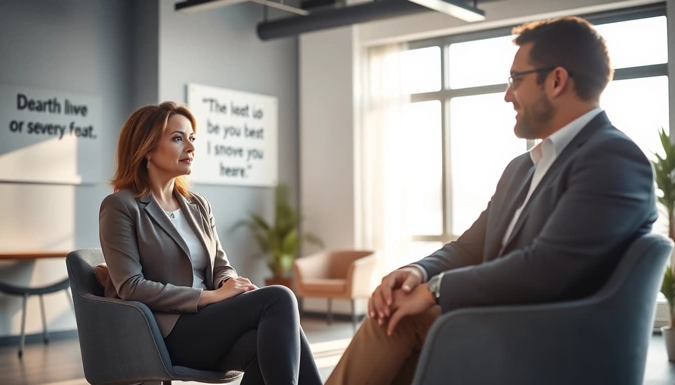 Consultation with a business coach near me, showcasing a professional setting and engaged interaction.
