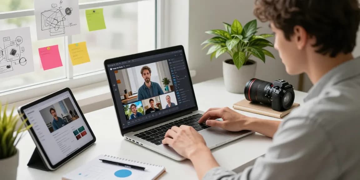 Professional designer using the Magic Hour image-to-video tool in a modern workspace.