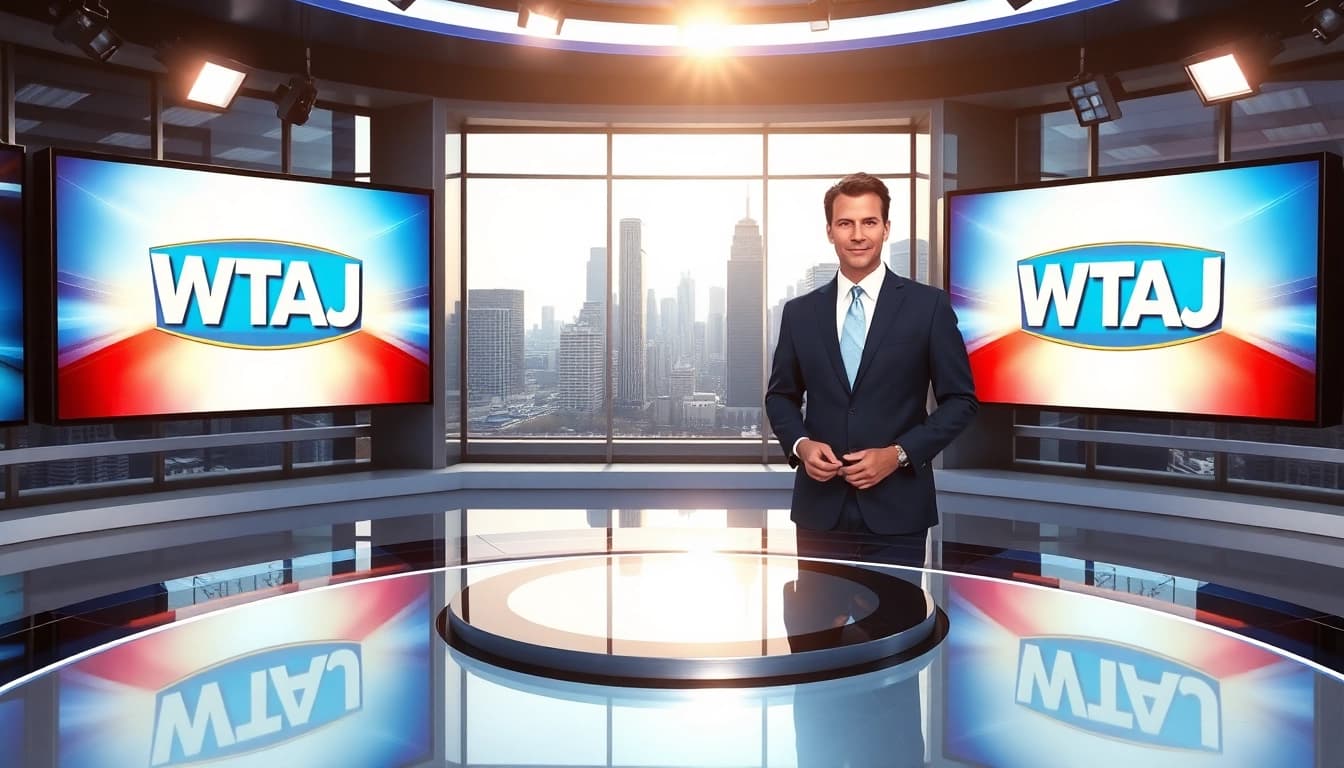 WTAJ news anchor delivering breaking stories from a modern studio set.