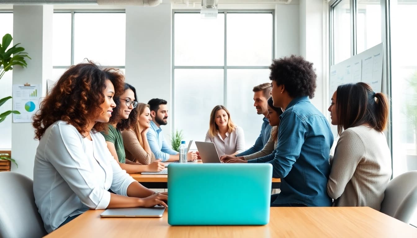 Collaborative atmosphere in an Agency setting showcasing diverse team members working.