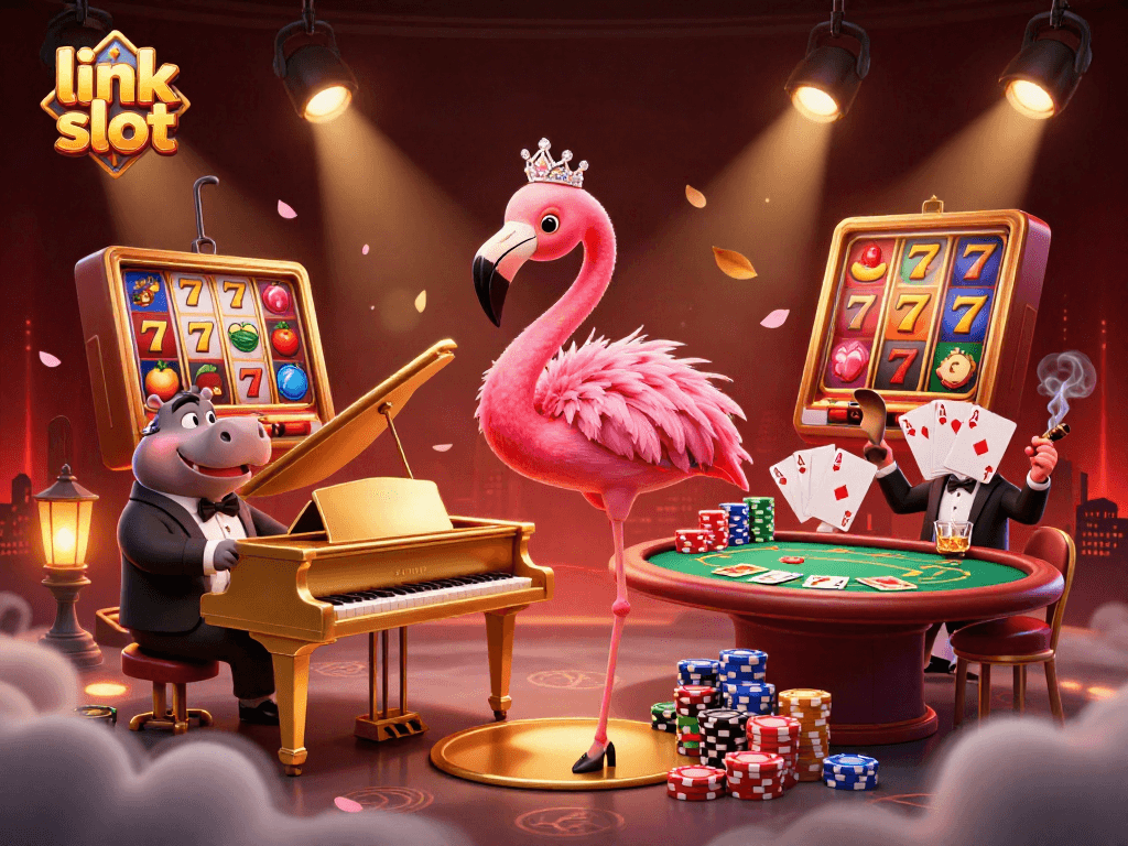 Engage with the thrilling link slot experience featuring vibrant characters and dynamic casino elements.
