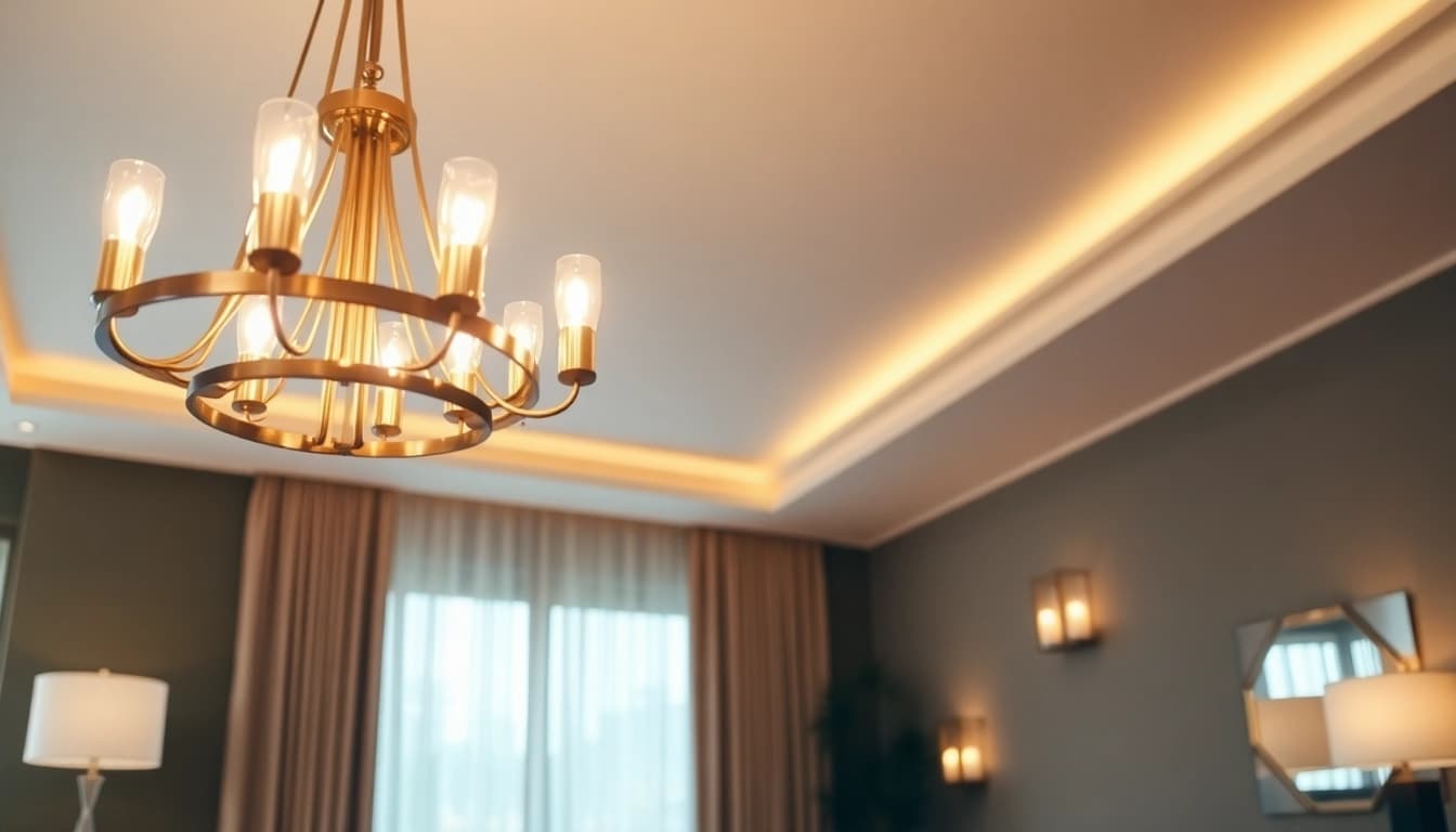 Showcase of elegant lighting solutions in a modern living room with stylish fixtures.
