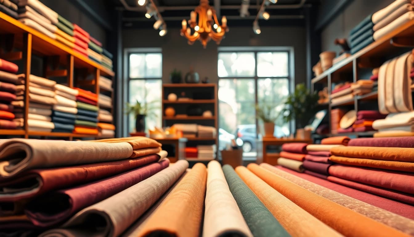 Stoffen webshop nederland met een prachtig assortiment stoffen in een stijlvolle setting.
